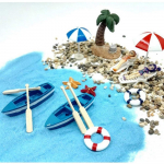 Miniatuursed lamamistoolid rannavihmavarjuga paadikarpide komplektid nukumaja eluolude jaoks Kaunistamiseks Akvaariumi sisustustarvikud a set