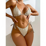 Seksikas kortsus p&auml;itsed Brasiilia bikiinid, naiste ujumistrikoo, naiste ujumisriided, kaheosaline bikiinikomplekt supluskost&uuml;&uuml;m, daam S beež