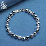 925 Sterling h&otilde;be 8mm siledad helmed palliga k&auml;ev&otilde;ru ehted 20cm