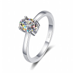 Bague Ringen D v&auml;rvi ovaalne moissanite 1 karaadine igavene s&otilde;rmus S925 h&otilde;bedane plaatinaga kaetud naiste luksuslikud kihlusehted 1ct No.5 valge
