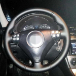 Isetegemise must k&otilde;rge pehmusega kunstnahast auto rooliratta kate Mercedes Benz SLK-klassi W171 W170 SLK 2004-2008 C230 jaoks Black Thread