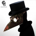 Nahast Plague Doctor Mask meestele T&auml;iskasvanute Halloweeni luksus Steampunk Mask Plague Doctor Cosplay PU Steam Punks Mask Carnival Prop valge