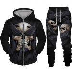 Isikup&auml;ra Skull 3D Prindiga meeste dressikomplekt Gooti punk-kapuuts/t&otilde;mblukuga dressipluus/p&uuml;ksid/&uuml;likond Lahedad Halloweeni t&auml;navar&otilde;ivad XXL