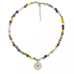 V&auml;ike karikakra helmestega kaelakee glasuurhelmestega k&auml;sitsi valmistatud kaelakee saja tarvikuga