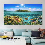 Maastik Saar Meri Rand L&otilde;uend Maalimine Loom Kilpkonn Kala Plakatid ja Prindid Seinapildid Elutuba Kodukaunistus Ilma raamita 20cm&times;40cm No Frame