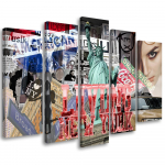 Viieosalise pildiga l&otilde;uenditr&uuml;kk New York City Collage Pop Art 100x70 mitmev&auml;rviline