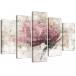 Viieosalise pildiga l&otilde;uenditr&uuml;kk Pink Vintage Flower 100x70 beež