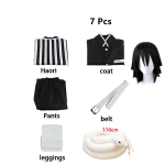 Anime Deemonite tapja Iguro Obanai Cosplay Kost&uuml;&uuml;m Kimetsu No Yaiba Haori Kimono Vormi Parukas Valge Madu Rekvisiidid Halloweeni Riided XXL-(Costume+Wig) gray