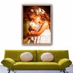 5D DIY Teemantmaali V&auml;ike t&uuml;druk ja Kassipoeg ristpistes Mosaiik Teemanttikandid Roos T&auml;is &uuml;mmargune/ruudukujuline puur Kodukaunistus Round 30x40cm