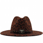 Hot Trend Unisex Lameda &auml;&auml;rega villane Vilt Jazz Fedora M&uuml;tsid Mehed Naiste Leopard Nahast Rihm Decor Trilby Panama Ametlikud m&uuml;tsid 60cm 56 -58cm
