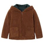 Laste sametine kapuutsiga mantel, lukuga suletav &uuml;hev&auml;rviline soe plush jope 90