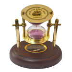 Liivakell messingist liivataimer koos kompassiga puidust alusel Liivakell mereteemaline sisekujundus 12,7 cm 2 minut