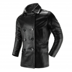 Pealmine kiht veisenahk Ehtne nahast jakk Meeste kahekordse rev&auml;&auml;riga trenchcoat Keskmise pikkusega rev&auml;&auml;r Suur suurus Ehtne nahast jakk XXXXXL