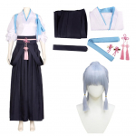 Kost&uuml;&uuml;m Kamisato Ayaka Cosplay Kimono Anime Kost&uuml;&uuml;m Naine Kendo Riietus Printsess Ggret Parukas Peakatted L-(Full set+wig)