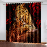 90% Varjutus Paks 2Tk Rde Rose Tiger Animal Pimendav aknakardin Magamistoa Elutoa Vannitoa K&ouml;&ouml;giukse kodukonksud W50 X H130(CM)X2&Hook