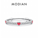MODIAN 925 Sterling Silver Romantiline 3 v&auml;rvi emailiga s&uuml;damega s&otilde;rmused naistele s&auml;delev CZ Band Yst&auml;v&auml;np&auml;iv&auml; kingitus 5 h&otilde;be