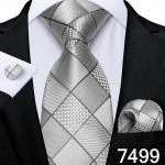 H&otilde;behall 8,5 cm kaelasideme komplekt meestele T&auml;istriibuline siidist lips Hanky ​​mansetin&ouml;&ouml;bid Pulma&auml;ri lips N-7499