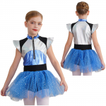 Laste t&uuml;drukute tulnuka cosplay kost&uuml;&uuml;m Cheerleading kleit l&auml;ikiv Spangles Tutu kleit Halloweeni kleit esinemiskost&uuml;&uuml;m 5-6 Years sinine