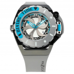 Mazzucato RIM Scuba Blue Grey p&ouml;&ouml;ratav kahe numbrilauaga automaatne SUB06-GY312 100M meeste k&auml;ekell valge