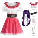 Oshi no Ko Anime Cosplay Hoshino Ai Red valge gradient seelik + sokid + v&ouml;&ouml; + peakate Kost&uuml;&uuml;m Kleit Parukas Naiste t&uuml;drukute Halloweeni peoks XXL