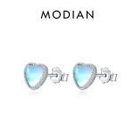 Modian Real 925 Sterling Silver Charm Hearts Kuukivi Lihtsad k&otilde;rvar&otilde;ngad Naistele Peo&otilde;htu Mood Peened Ehted S&uuml;nnip&auml;evakingitused h&otilde;be