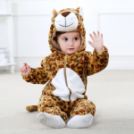 Baby Rompers Kigurumi Animal Leopard, Husky, Kaelkirjaku cosplay Kapuutsiga soe pidžaama v&auml;ikelastele poistele T&uuml;drukutele Riided Vasts&uuml;ndinu magamisriided Pidžaama riided 110