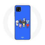 Coque pour Samsung Galaxy A22 5G BTS BT21 Tata Chimmy Cooky Rj Koya Shooky Et Mang Jouent De la musi