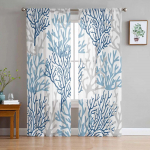 Summer Sea Life Coral Sheer kardinad elutuppa K&ouml;&ouml;gi akna kardinad Magamistoa t&uuml;ll Voile kardinad 135W x 114H(cm)