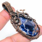 Natural Sodalite Gemstone Handmade Copper Wire Wrap Gift Pendant 2.68 m2g80