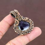 Natural Sage Amethyst Gemstone Handmade Copper Wire Wrap Pendant 1.97 e5k57