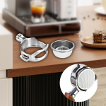 58mm Bottomless Portafilter Head with Filter Basket for E61 Machine, Easy to Clean, Durable Coffee