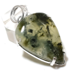 Natural Prehnite Gemstone Handmade 925 Sterling Silver Pendant 1.85 w1u61