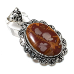Natural Noreena Jasper Gemstone Handmade 925 Sterling Silver Pendant 2.56 u2i45