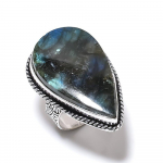 Natural Labradorite Gemstone Handmade 925 Sterling Silver Ring Size 7.5 y7j47