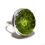 Natural Moldavite Quartz Gemstone 925 Sterling Silver Ring Size 8.5 m4b19