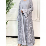Ramadan Eid palvepits Abaya 2-osaline komplekt, naiste sisekleit, pika varrukaga Abayas Kaftan Djellaba Dubai Party Vestidos 2024 M