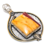 Natural Mookaite Gemstone 925 Sterling Silver Two Tone Pendant 2.72 f8m12