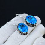 &Scaron;veitsi sinine topaask&otilde;rvar&otilde;ngas, 925 Sterling h&otilde;bek&otilde;rvar&otilde;ngas, k&auml;sitsi valmistatud h&otilde;bek&otilde;rvar&otilde;ngas, antiikk&otilde;rvar&otilde;ngas, &Scaron;veitsi sinine topaasi v&auml;&auml;riskivi, kingitused emale 1.96 sinine