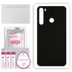 apgo kaitsev nahakleebis seljale, mis &uuml;hildub telefoniga HTC Desire 20 Pro, &uuml;mbriskile, foolium, vin&uuml;&uuml;l &ndash; mustrimaatriks