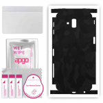 apgo Protective Skin Sticker for the back+sides compatible with Samsung Galaxy J6 Plus, Full Wrap Film, Foil, Vinyl - Pattern Black Camo