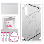 apgo Protective Skin Sticker for the back+sides compatible with Huawei nova 5T, Full Wrap Film, Foil, Vinyl - Pattern White Marble