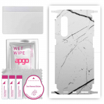 apgo Protective Skin Sticker for the back+sides compatible with Oppo Reno3 Pro, Full Wrap Film, Foil, Vinyl - Pattern White Marble