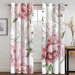 Roosa Lille Akvarell &Otilde;limaal 3D Disain Luksuslikud &Otilde;hukesed Aknakardinad Elutuppa Magamistuppa Kodu Dekoratsioon 2tk Tasuta Kohaletoimetamine W50H160(CM)x2&Grommet Top
