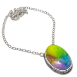 Natural Rainbow Solar Quartz 925 Sterling Silver Jewelry Necklace 18 d1v24