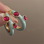 Retro Tilgaglasuur Prantsuse K&otilde;rvar&otilde;ngad K&otilde;rvapandlaga K&otilde;rge klassi Sinine Punase V&auml;rviga Sobiv K&otilde;rva Pandla Vintage Elegantsed Ringk&otilde;rvar&otilde;ngad Naiste Peokingitused 1 pair