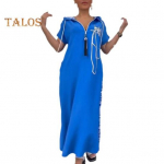 Suvine maksikleit t&otilde;mblukuga kapuutsiga, n&ouml;&ouml;riga l&uuml;hikeste varrukatega, avara &auml;&auml;risega, tr&uuml;kitud lapiga igap&auml;evane igap&auml;evane pikk kleit 3XL kollane