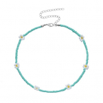 Naiste kaelakee, v&auml;rvilised helmed, lilledega ehted, galvaniseerivad helmed, kaelakee, s&uuml;nnip&auml;evakingitus F