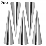 5 tk roostevabast terasest koonustest kondiitrivormid &ndash; sobivad ideaalselt sarvesaiade, Taani k&uuml;psetiste ja j&auml;&auml;tisekoonuste jaoks &ndash; olulised k&uuml;psetusvahendid 5pcs h&otilde;be