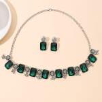 Uued geomeetrilised ruudukujulised v&auml;&auml;riskivid moeehted k&otilde;rvar&otilde;ngad kaelakee kaheosaline komplekt rangluu keti ehted must