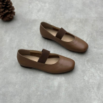 Johnature Ehtne Nahk Pehme Tald Madalad Kingad &Uuml;hev&auml;rvilised Ruudukujulise Varba Elastsusega B&auml;ndiga Naiste Slip-on Kingad 40 kohv